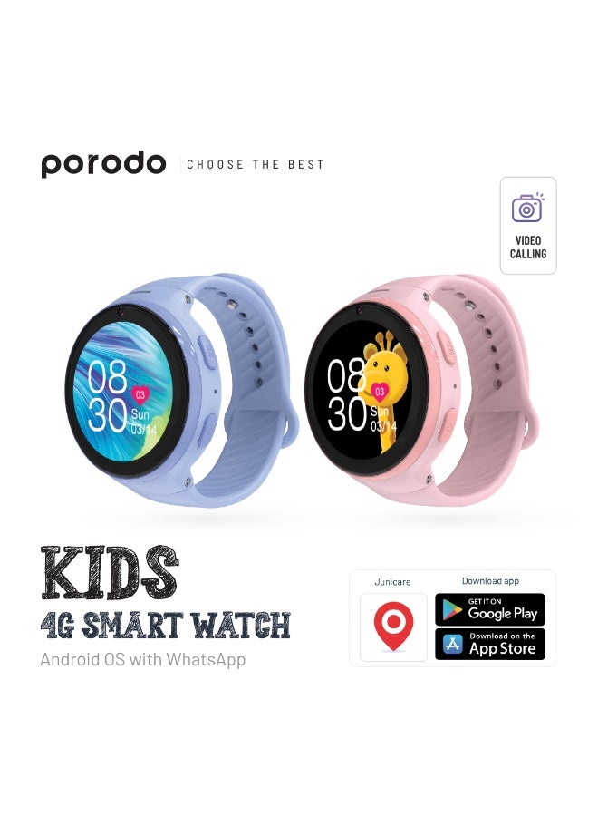 porodo Smart Watch for Kids with JuniCare app and WhatsApp / IP67 Water Resistant / 1.3" Touch Screen / 2 Days Working Time / Count Steps- Pink - Image 4