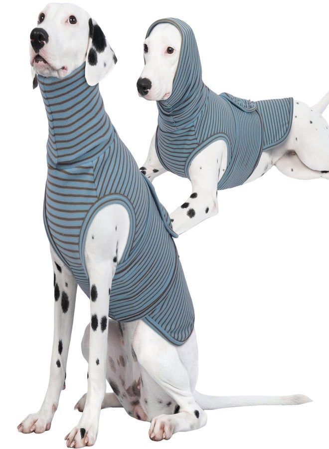 ROZKITCH Calming Hoodie for Dogs, Dog Sweatshirts for Medium Dogs with Hoodie Soft Ears Cover Wrap, Anti Itch Pet Shirt for Fireworks Travel Vet Visit, Anxiety Vest BlueStripe M - Image 1
