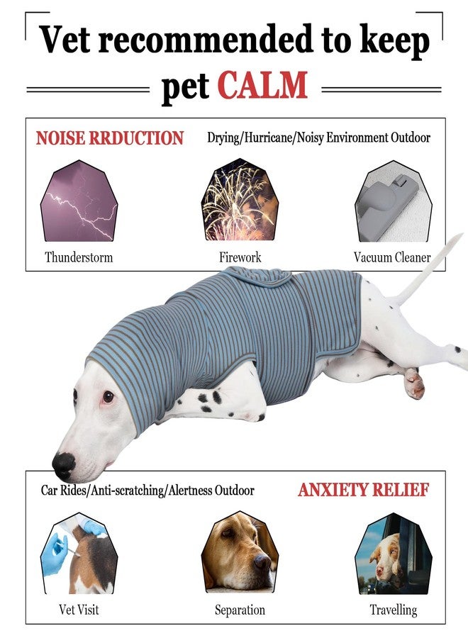 ROZKITCH Calming Hoodie for Dogs, Dog Sweatshirts for Medium Dogs with Hoodie Soft Ears Cover Wrap, Anti Itch Pet Shirt for Fireworks Travel Vet Visit, Anxiety Vest BlueStripe M - Image 3