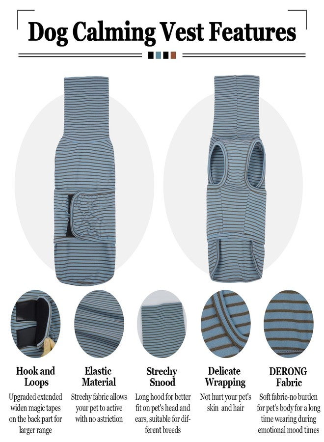 ROZKITCH Calming Hoodie for Dogs, Dog Sweatshirts for Medium Dogs with Hoodie Soft Ears Cover Wrap, Anti Itch Pet Shirt for Fireworks Travel Vet Visit, Anxiety Vest BlueStripe M - Image 5