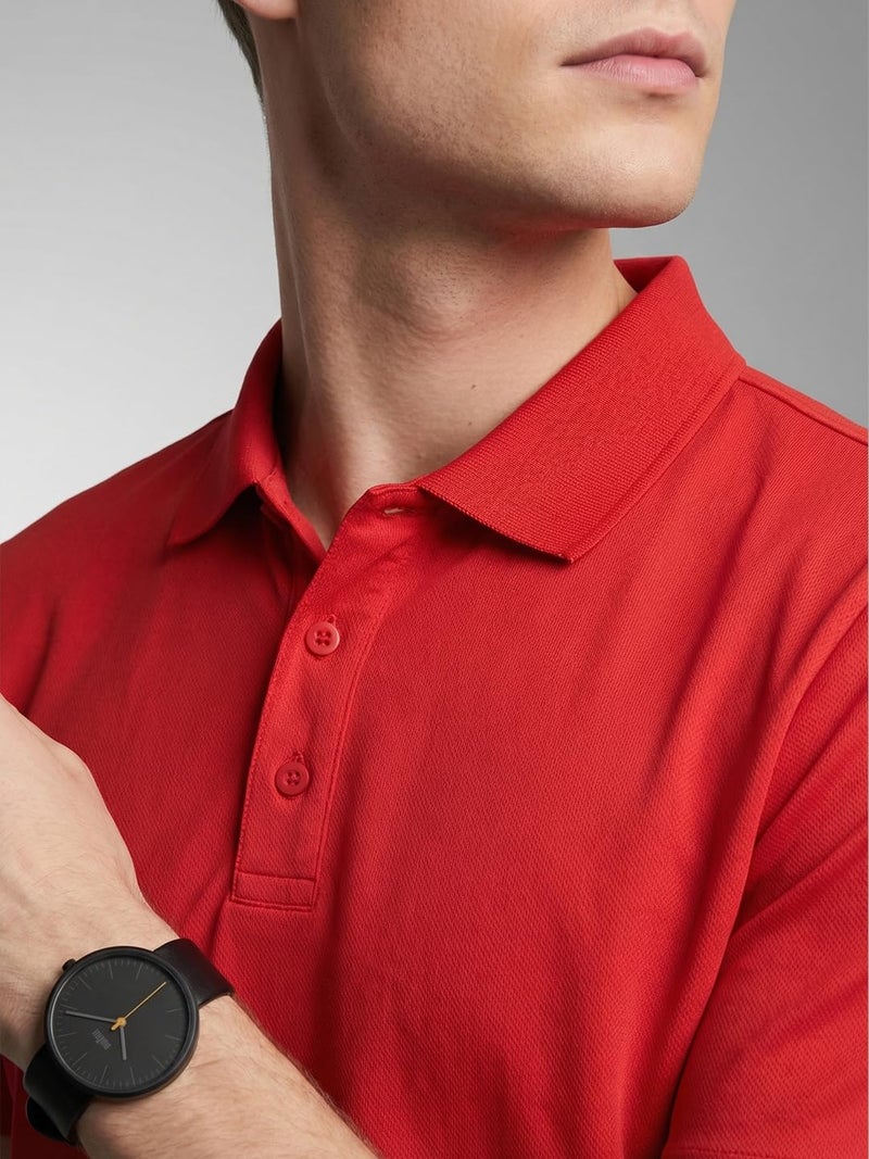 Nobero Men Cotton Solid Regular Fit Polo Shirt (1M-Twpo-R0002-Bl_Poppy Red,Medium) - Image 3