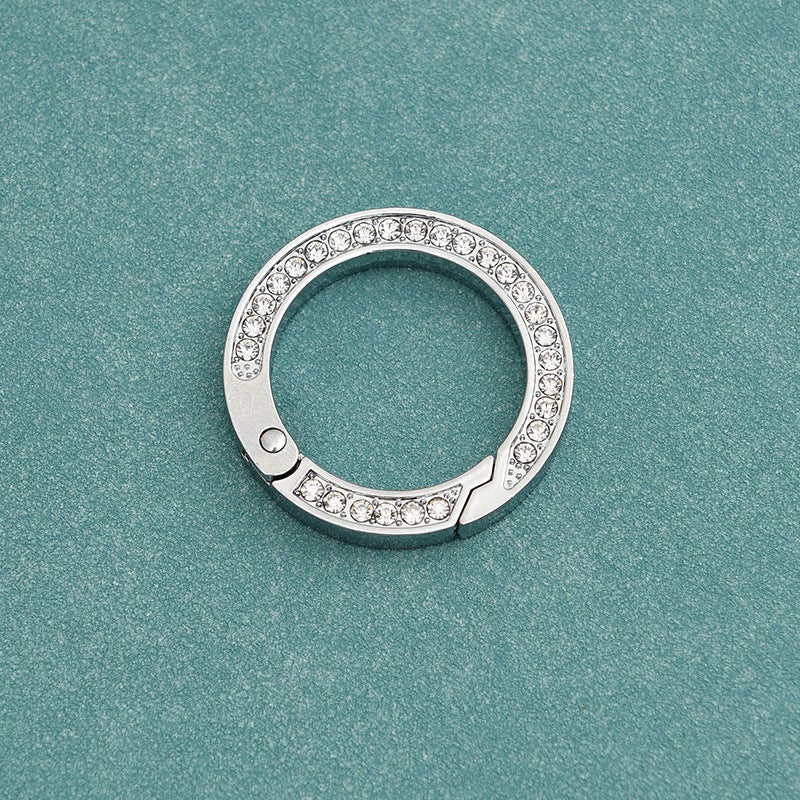 Anti-lost Number Plate Telephone Mobile Phone High-end Metal Ring Mans Car Keychain Womens Delicate Pendant Hanging Ornament Single drill ring Silver 