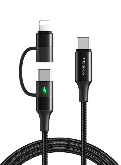 Cable Atom Series 2 in 1 Type-C to Lightning+Type-C 1.2m with LED