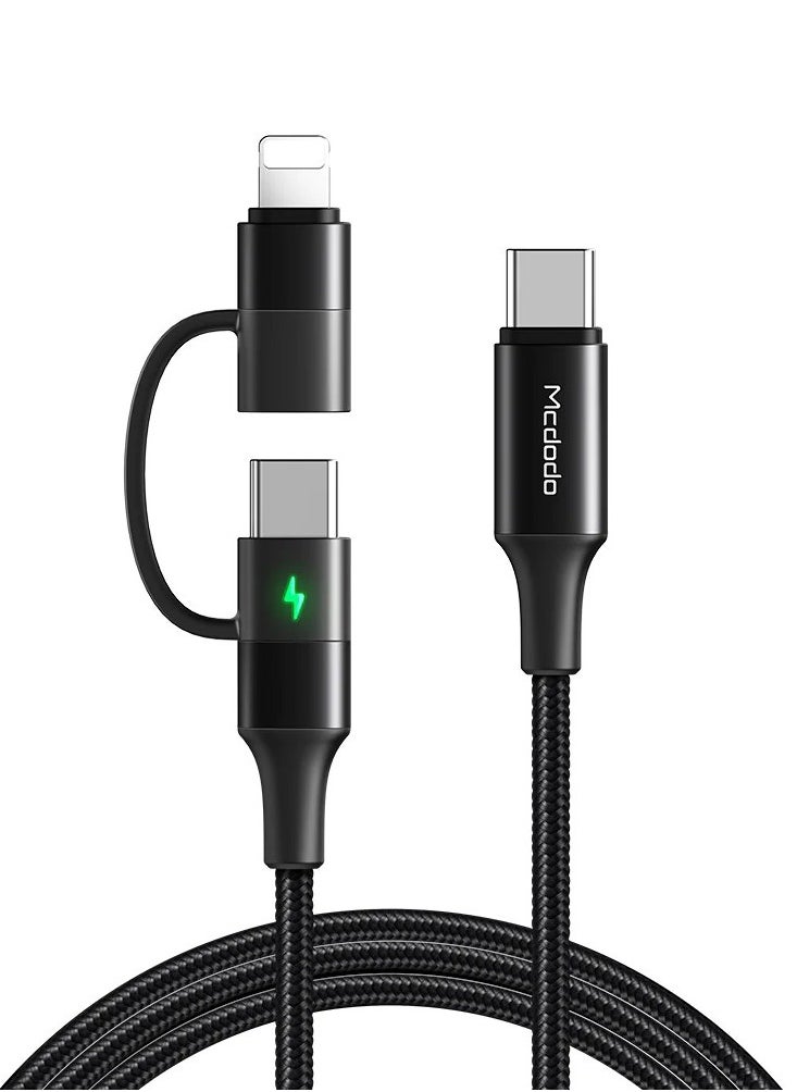 Mcdodo - Cable Atom Series 2 in 1 Type-C to Lightning+Type-C 1.2m with LED - Image 1