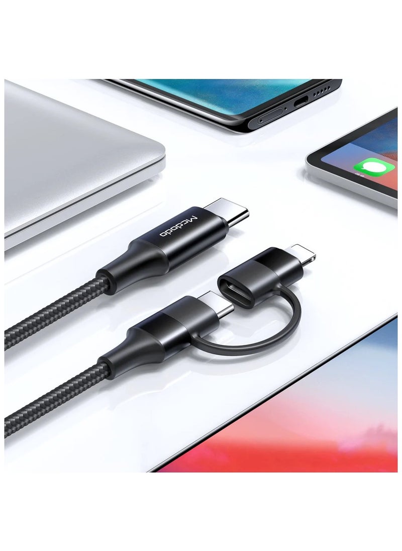Mcdodo - Cable Atom Series 2 in 1 Type-C to Lightning+Type-C 1.2m with LED - Image 1