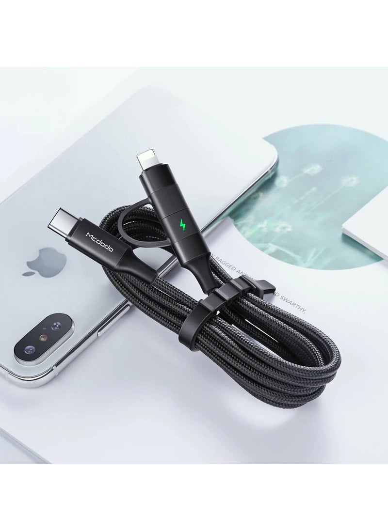 Mcdodo - Cable Atom Series 2 in 1 Type-C to Lightning+Type-C 1.2m with LED - Image 1