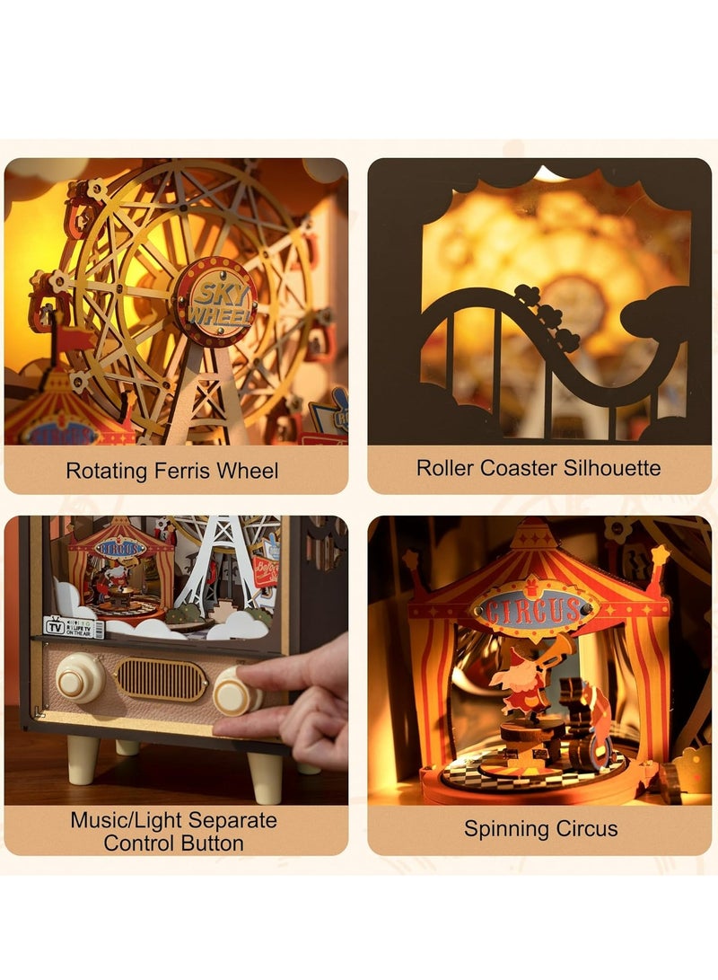 Robotime Rolife Sunset Carnival DIY Music Box AMT01,Assembly Brain Teaser 3D Wooden Puzzle DIY Build Model Crafts Kits, Unique Home Decor Birthday Gifts for Teens or Adults - Image 5