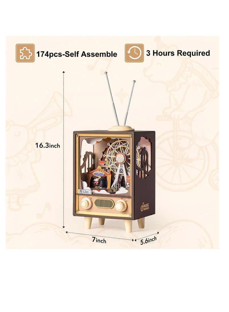 Robotime Rolife Sunset Carnival DIY Music Box AMT01,Assembly Brain Teaser 3D Wooden Puzzle DIY Build Model Crafts Kits, Unique Home Decor Birthday Gifts for Teens or Adults - Image 3