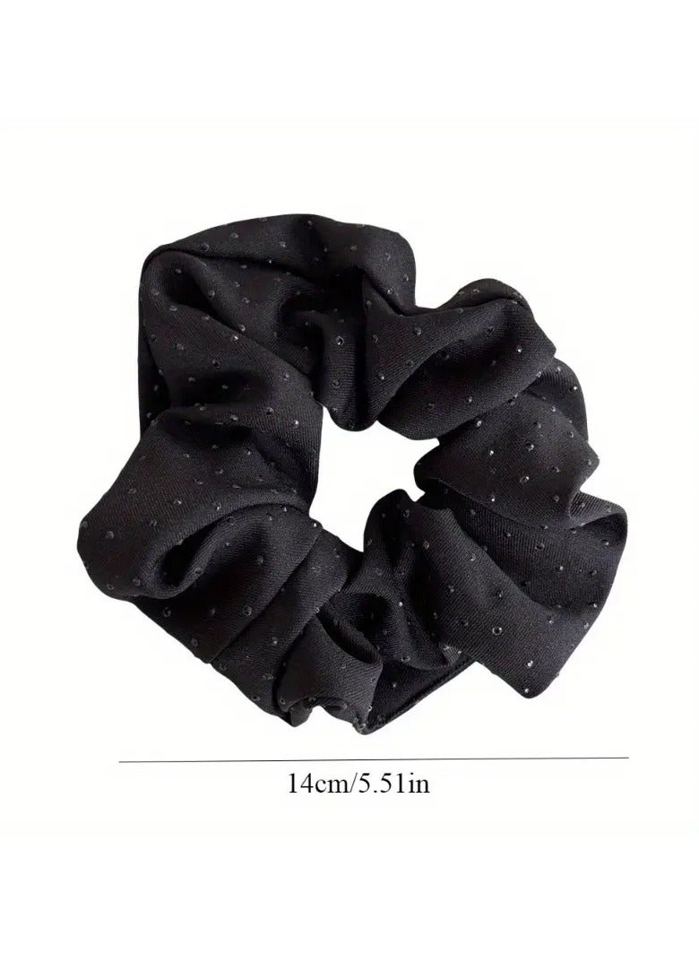 Goolsky 3pcs Fabric ArtSolid Color Rhinestone Inlay Women's Large Intestine Hair Circle Gentle and Versatile Hair Rope Hair Accessories - Image 3