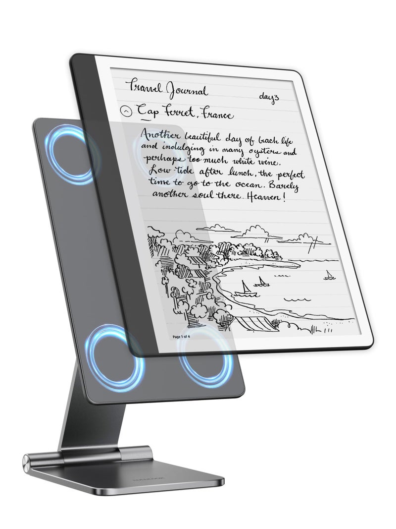 LULULOOK Magnetic Stand for Kindle Scribe 10.2''(2024/2022) Only, Aluminum Alloy Foldable Kindle Scribe Stand, Portable Travel-Friendly 360° Rotating Holder for Desk Reading Drawing - Image 4