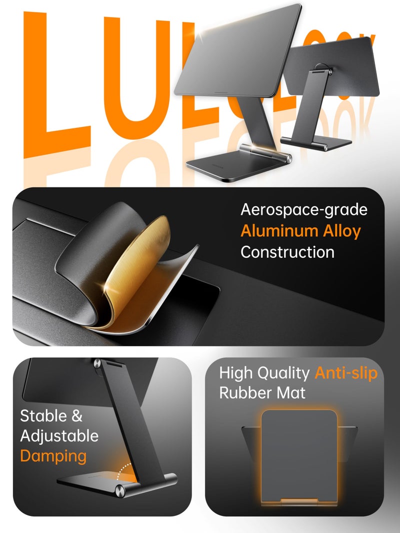 LULULOOK Magnetic Stand for Kindle Scribe 10.2''(2024/2022) Only, Aluminum Alloy Foldable Kindle Scribe Stand, Portable Travel-Friendly 360° Rotating Holder for Desk Reading Drawing - Image 3