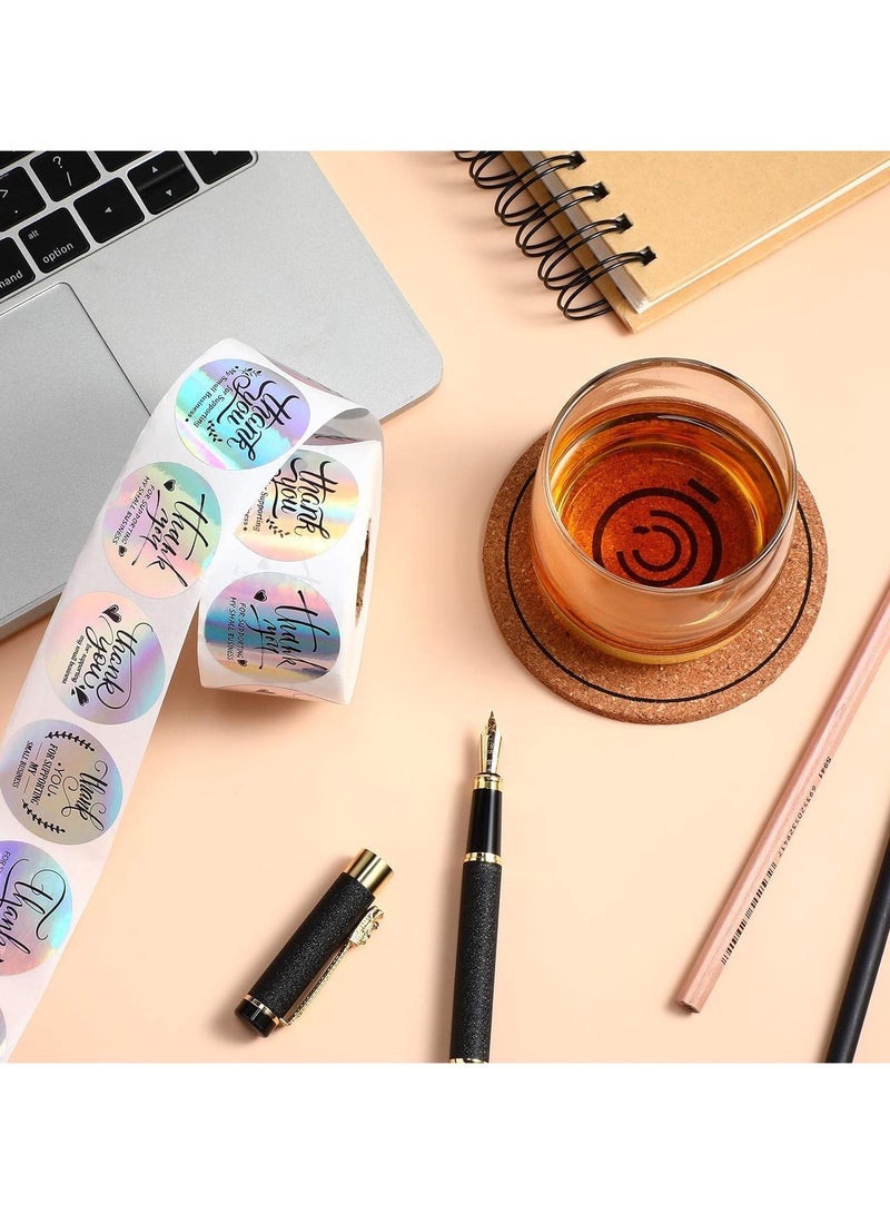 500pcs/1Roll Thank You for Supporting My Small Business Stickers, Holographic Silver Roll Adhesive Labels, Rainbow Holo for Boutiques Shop Wrapping Supplies - Image 4