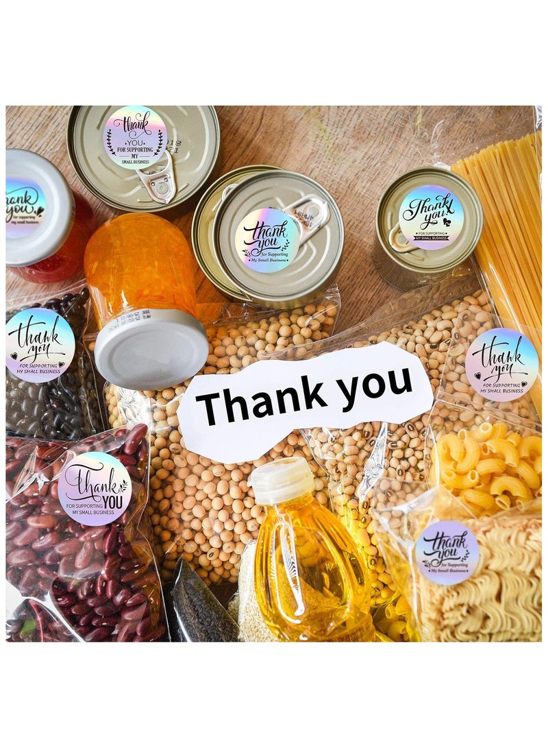 500pcs/1Roll Thank You for Supporting My Small Business Stickers, Holographic Silver Roll Adhesive Labels, Rainbow Holo for Boutiques Shop Wrapping Supplies - Image 5