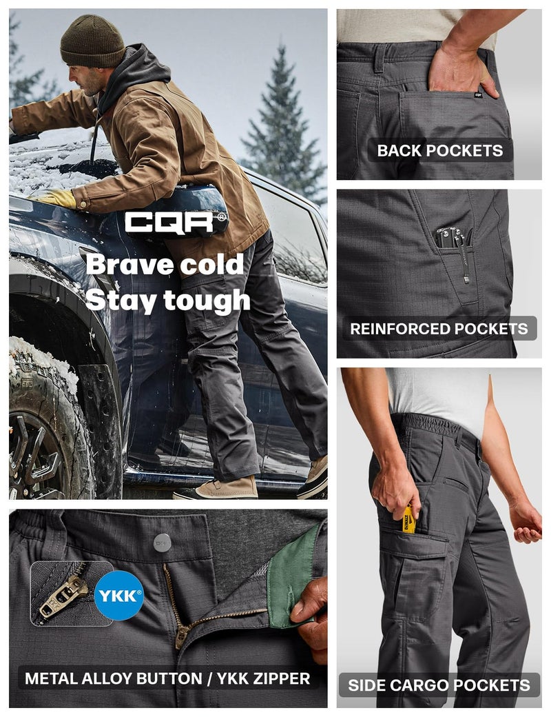 CQR Men's Winter Tactical Cargo Pants, Thermal Fleece Lined Outdoor Snow Ski Hiking Work, Ouray Charcoal, 30W x 30L - Image 5