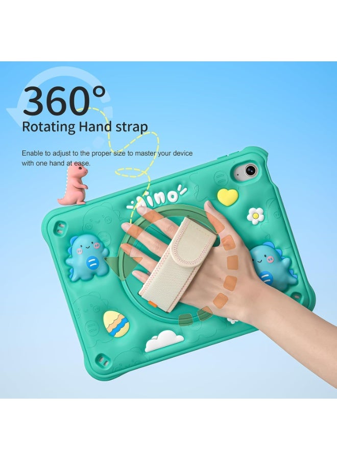 for iPad (A16) 11th/10th Generation Dinosaur Case for Kids Boys with Built in Screen Protector & Stand, Rugged Shockproof 3D Cute Cartoon Design, Strap Hangs in Car, Green - Image 4