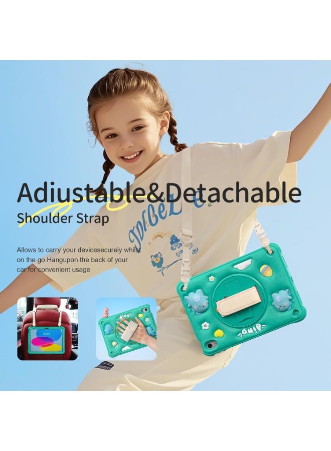 for iPad (A16) 11th/10th Generation Dinosaur Case for Kids Boys with Built in Screen Protector & Stand, Rugged Shockproof 3D Cute Cartoon Design, Strap Hangs in Car, Green - Image 3