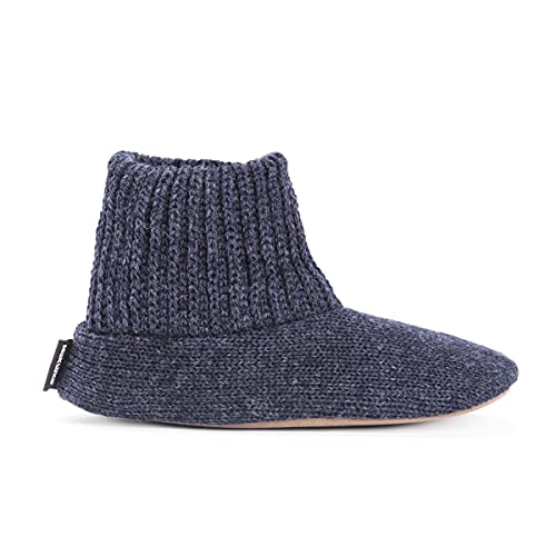MUK LUKS Men's Morty Ragg Wool Slipper Sock, Navy, Large - Image 4