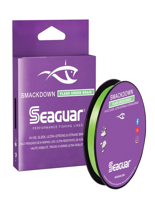 Seaguar Smackdown 100% Fluorocarbon Fishing Line - Flash Green Braid, 15lb Break Strength, 300yds - 15SDFG300 - Image 1