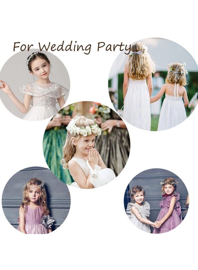 KAYZON Wedding Hair Accessories For Kids Flower Girl Hair Accessory Princess Headpiece White Flower Headband Pearl For Girl And Flower Girls Cute Bridal Wedding Hair Band Women - Image 5
