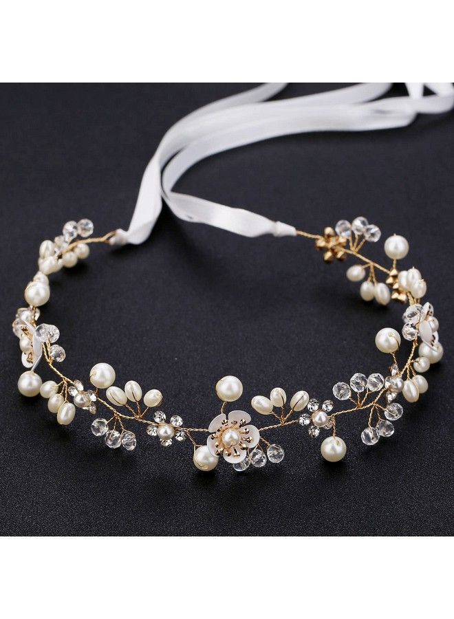 KAYZON Wedding Hair Accessories For Kids Flower Girl Hair Accessory Princess Headpiece White Flower Headband Pearl For Girl And Flower Girls Cute Bridal Wedding Hair Band Women - Image 2