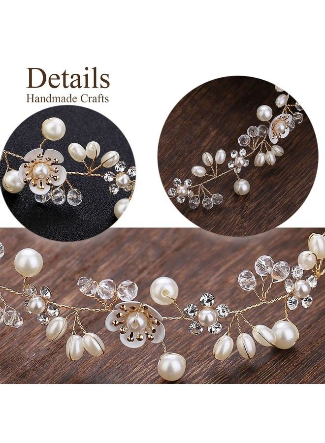 KAYZON Wedding Hair Accessories For Kids Flower Girl Hair Accessory Princess Headpiece White Flower Headband Pearl For Girl And Flower Girls Cute Bridal Wedding Hair Band Women - Image 4