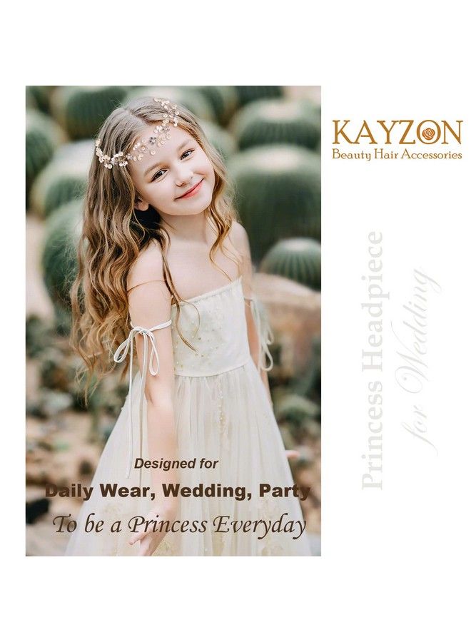 KAYZON Wedding Hair Accessories For Kids Flower Girl Hair Accessory Princess Headpiece White Flower Headband Pearl For Girl And Flower Girls Cute Bridal Wedding Hair Band Women - Image 3