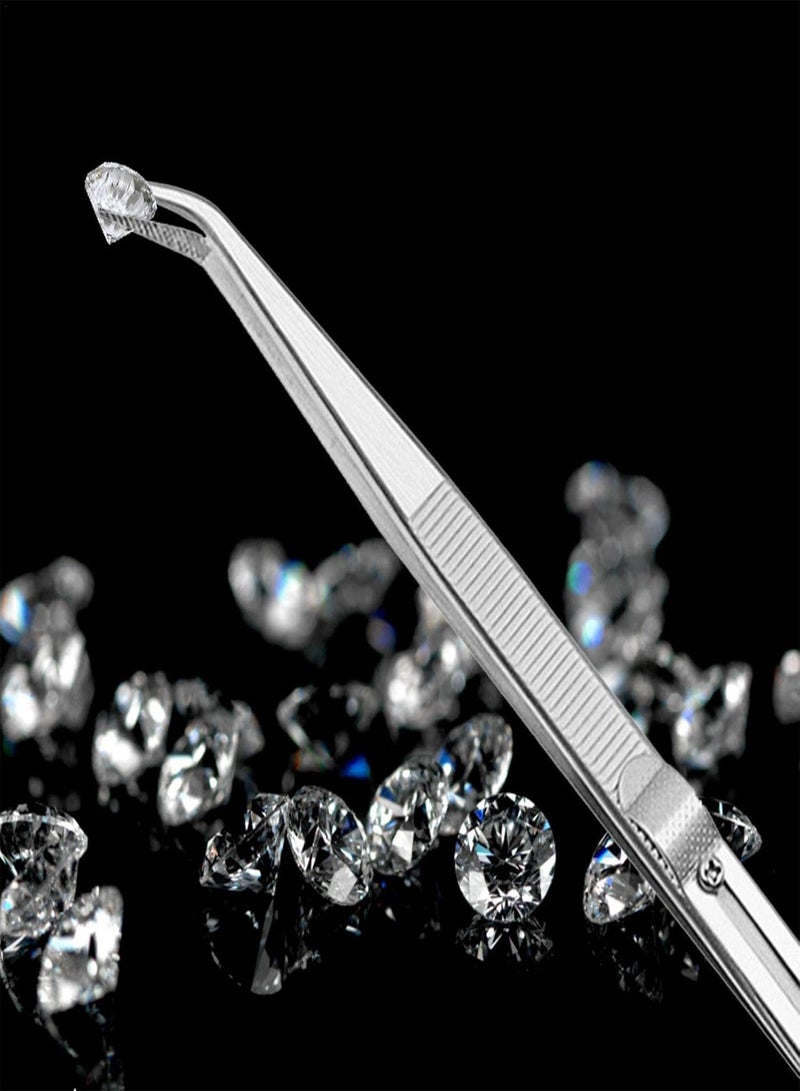 GGOOT Stainless Steel Precision Tweezers | 6.4 Inch Anti-Static Tweezers with Sliding Lock Design,Fine Pointed Tip Tweezers for DIY Jewelry Making - Image 2