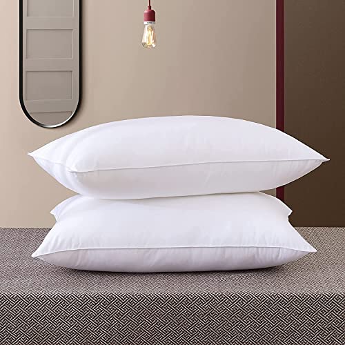 JY Reliance Microfiber Feeling Satin Stripe White Fabric Bed Pillow for Sleeping (Pack of 2) (16'' X 26'') - Image 1