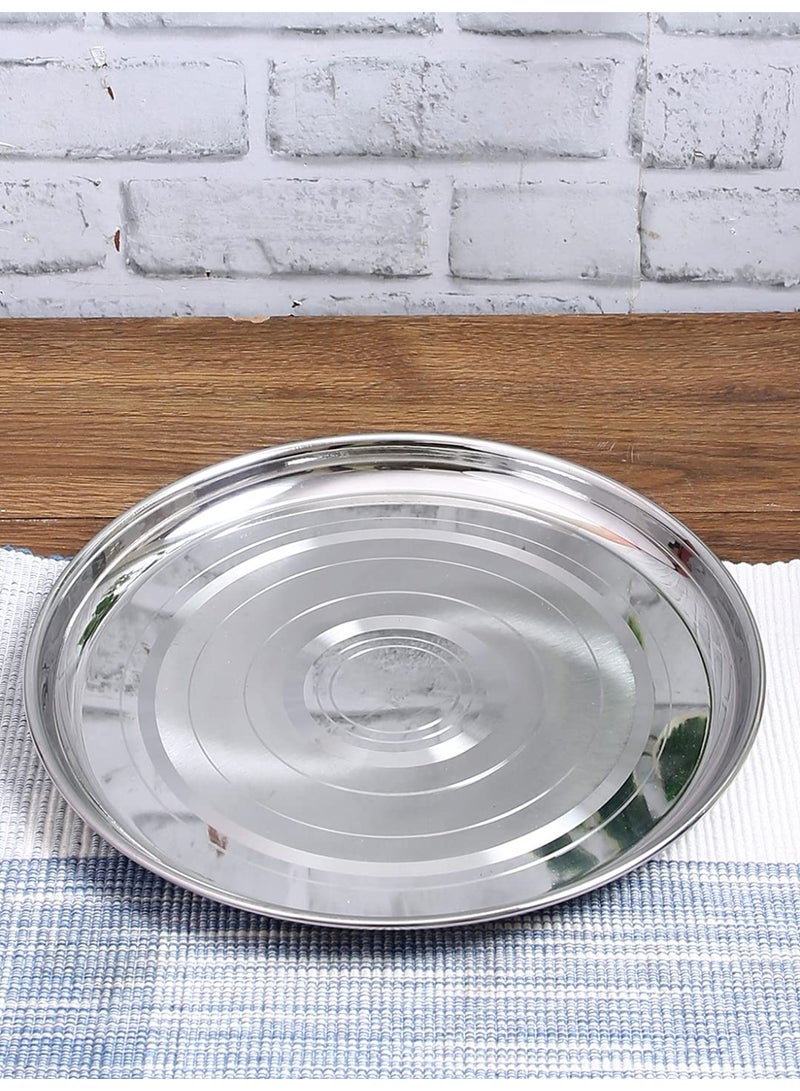 Neelam Stainless Steel 8, 22 Gauge Diamond J.K Khumcha Thali, 18 cm, Perfect for Daily Use, Special Occasions, Durable Quality Food Grade Material, Stylish Look, Ideal for Home & Restaurant, Sliver - Image 1