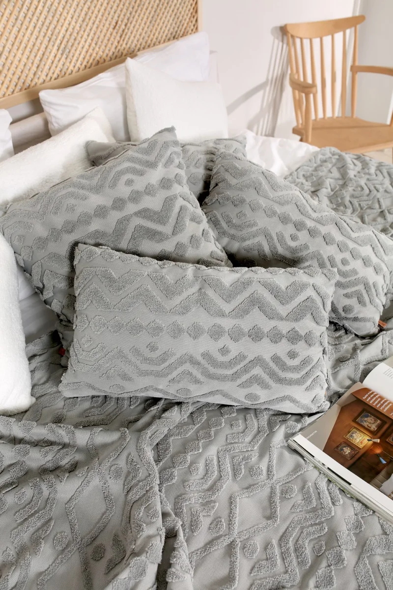 هامور Dough Scandinavian Bedspread Set Double Set Bohemian Punch Punch Pattern Letta Gray