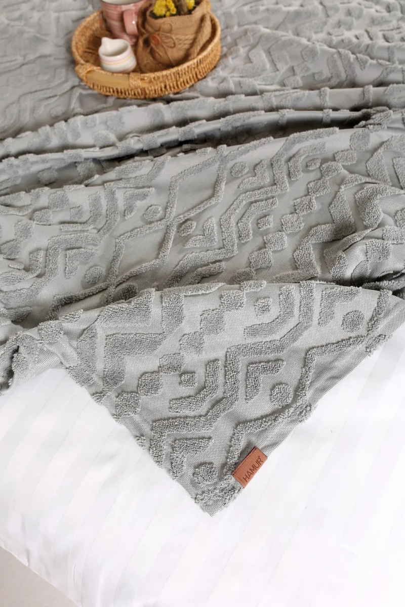 هامور Dough Scandinavian Bedspread Set Double Set Bohemian Punch Punch Pattern Letta Gray