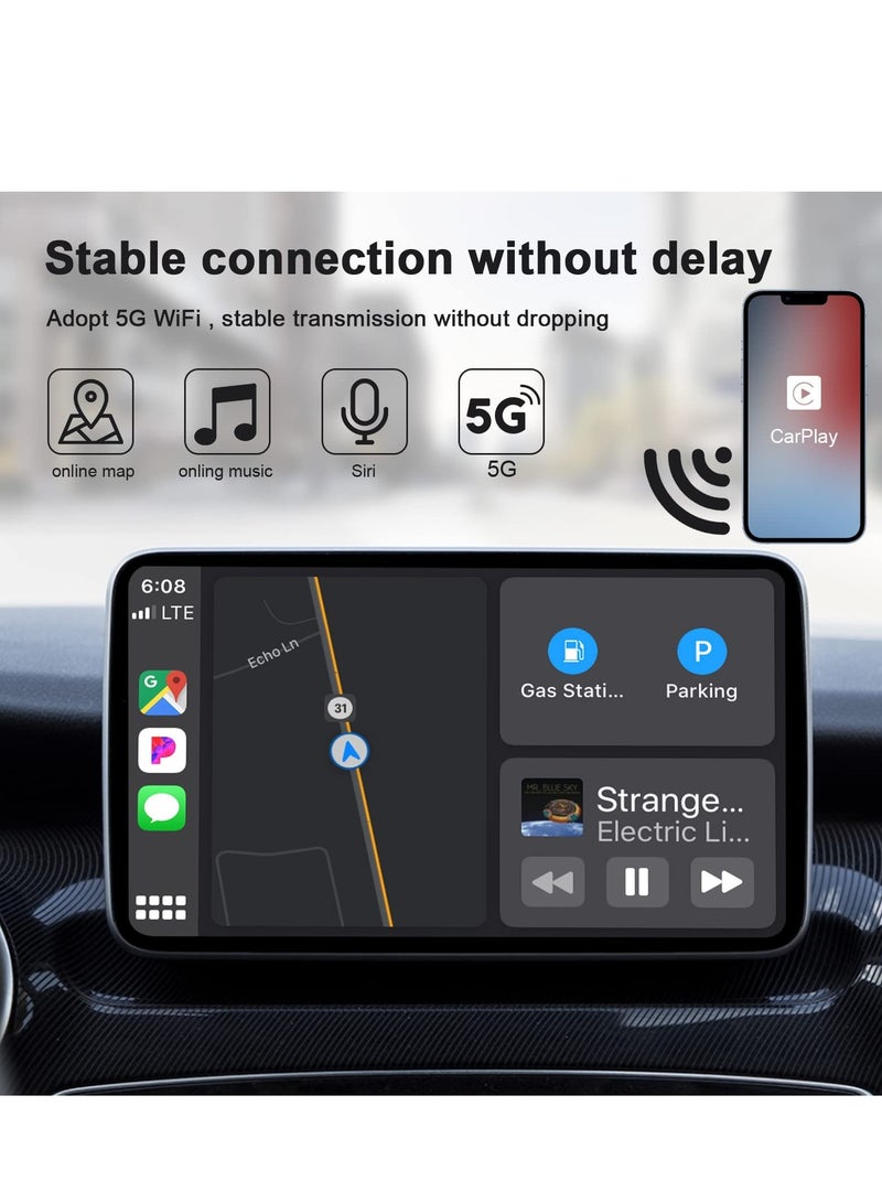 Wireless CarPlay Adapter for iPhone, Wireless Carplay Dongle Converts Factory Cars Wired Carplay to Wireless, Carplay Bluetooth Adapter, 5Ghz WiFi Auto-Connect Online Update, Support iOS 13+, Black - Image 3