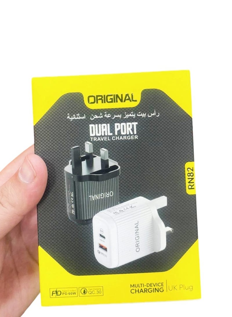 شاحن الهاتف المحمول السريع المحمول PD 60 واط QC 3.0 سريع الشحن في المملكة المتحدة 