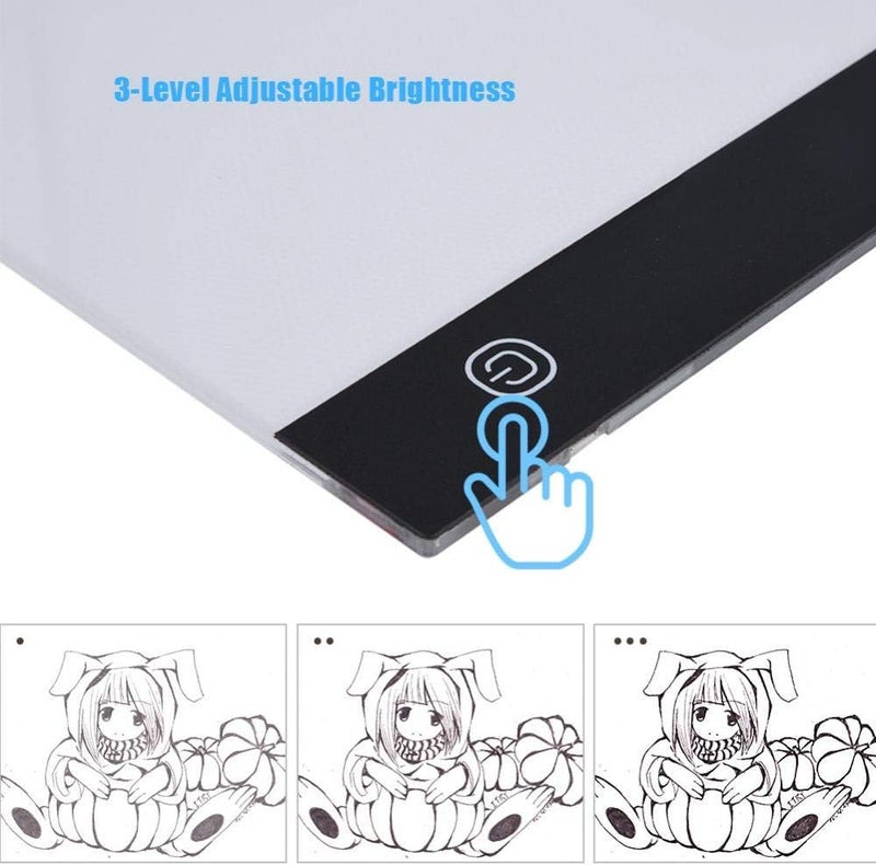 klarako Light Tracing Drawing Board, A4 USB LED Light Stencil Board Light Box Tracing Drawing Board with USB Cable (3-Level Adjustable Brightness) - Image 2
