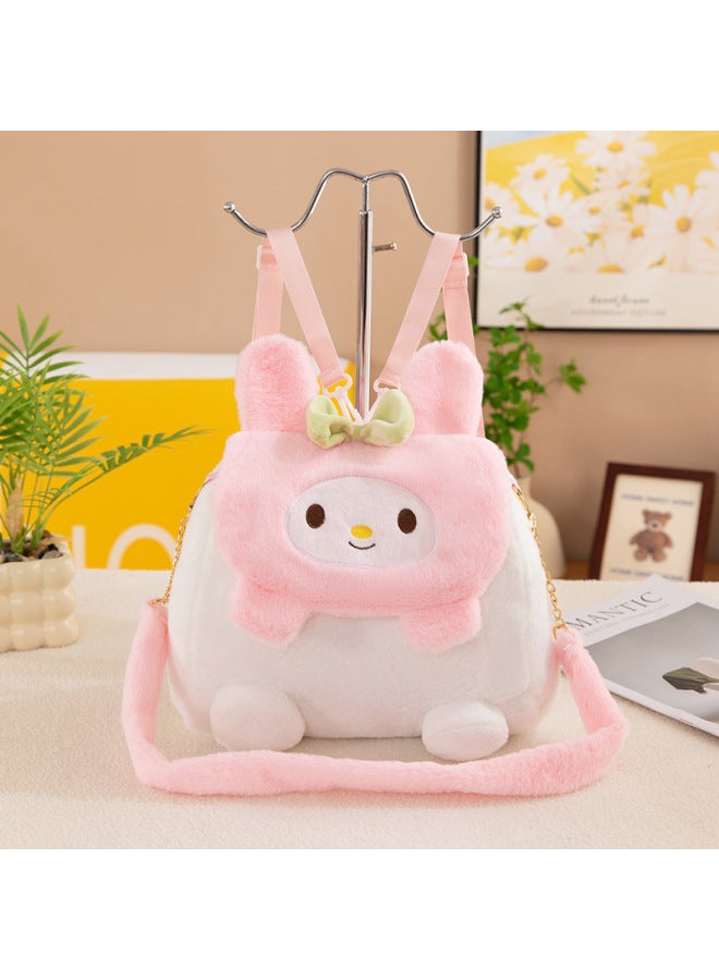 Cartoon Beaver Plush Toy Backpack Multifunctional Student Crossbody Bag Flip Cover Bag Versatile Small Backpack For Teens-Color:Flip Strawberry Bear-Height:30*25*10 - Image 5