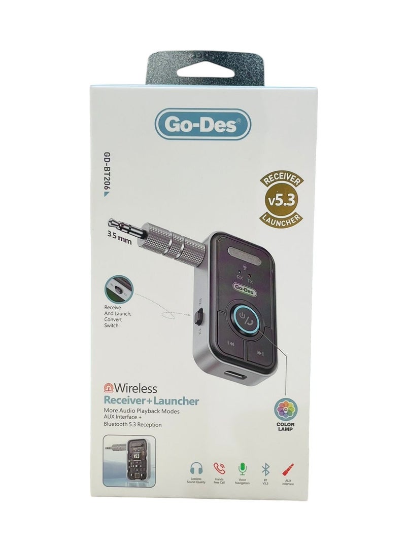 جو-ديز محول بلوتوث 5.3 بمقبس 3.5 ملم Aux Dongle، جهاز إرسال واستقبال بلوتوث 2 في 1 لصوت السيارة/ستيريو المنزل/سماعات الرأس/مكبر الصوت/جهاز العرض