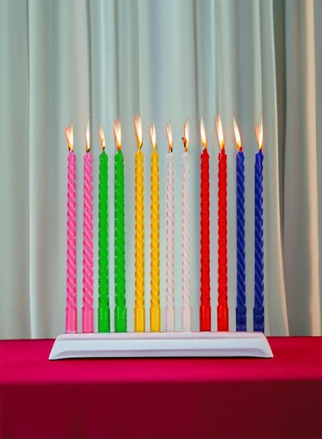 ARTBOX Set of 12 Paraffin Wax Smokeless Scented Tapered Stick Candles Decorations for Living Room Pack of 12 Multi Color (10 inches Height) Large - Image 3