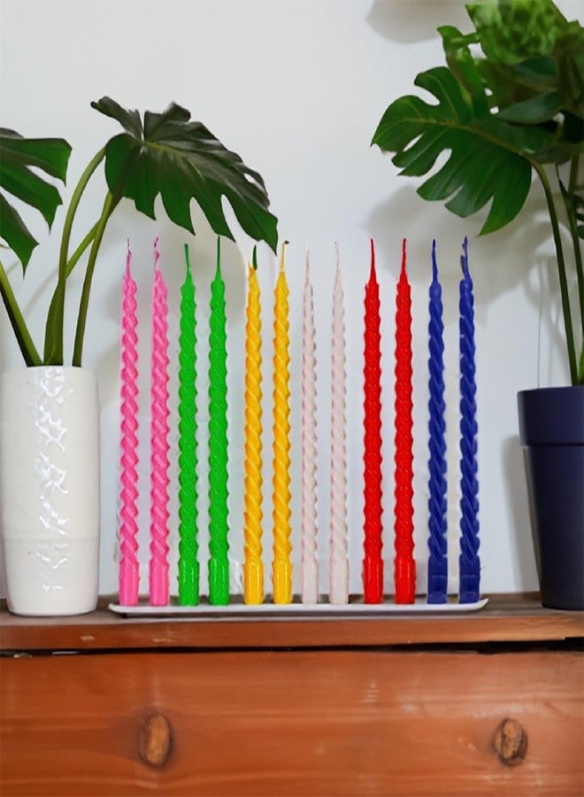 ARTBOX Set of 12 Paraffin Wax Smokeless Scented Tapered Stick Candles Decorations for Living Room Pack of 12 Multi Color (10 inches Height) Large - Image 1