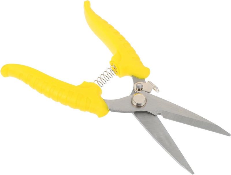 Serrated Pruning Shear Garden Scissors 8-inch Labor-saving Hand Pruners for Yard Trimming and Branch Cutting with Small Groove Blade, Gardening Tool Accessory Random Color - Image 1
