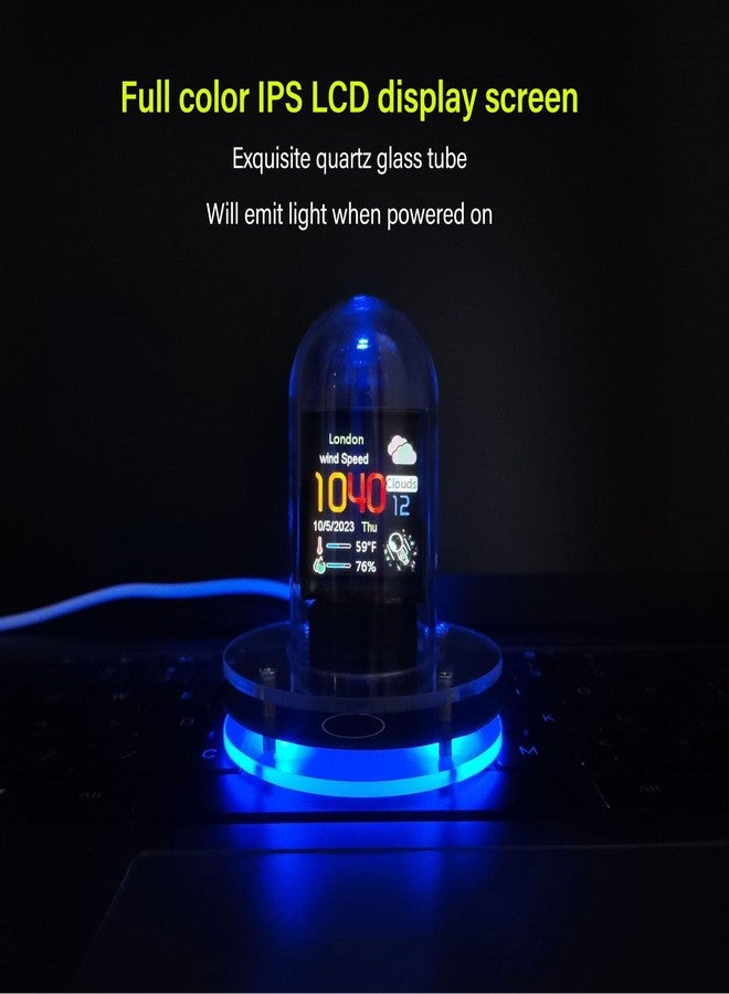 والفرونت ساعة Walfront Nixie Tube بشاشة LCD RGB، تعرض حالة الطقس، وتتميز بخاصية عرض الوقت بنظام 12/24 ساعة، وألبوم إلكتروني، وسهولة الضبط، ودعم معايرة الوقت، ومناسبة لتزيين سطح المكتب. - Image 4