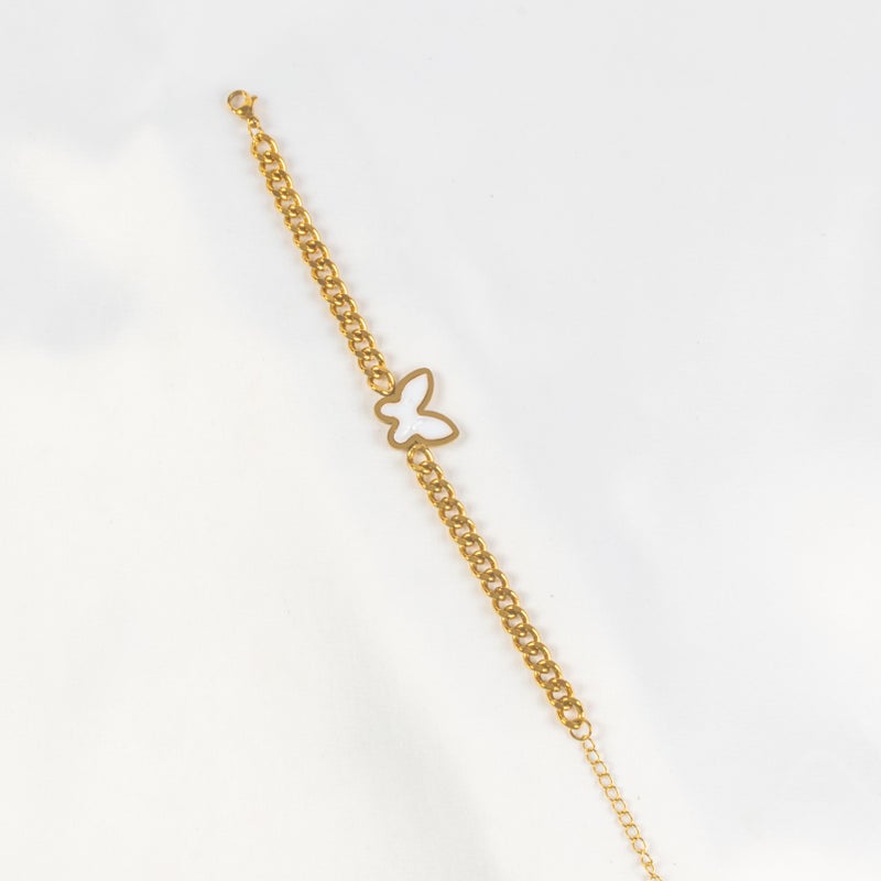 أنسيال استانليس ستيل ذهبي شكل فراشة بيضاء - Image 1