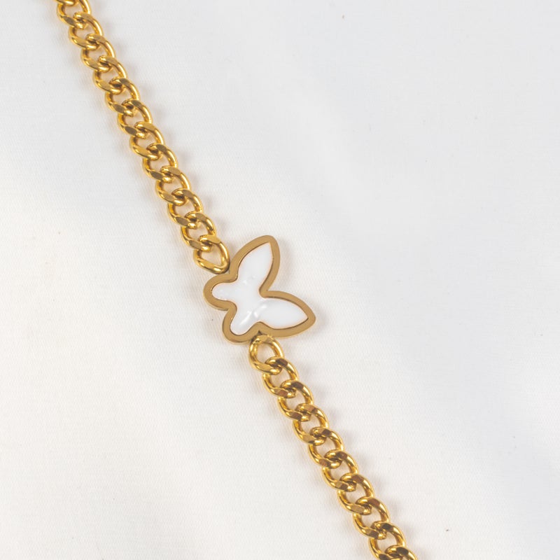 أنسيال استانليس ستيل ذهبي شكل فراشة بيضاء - Image 2