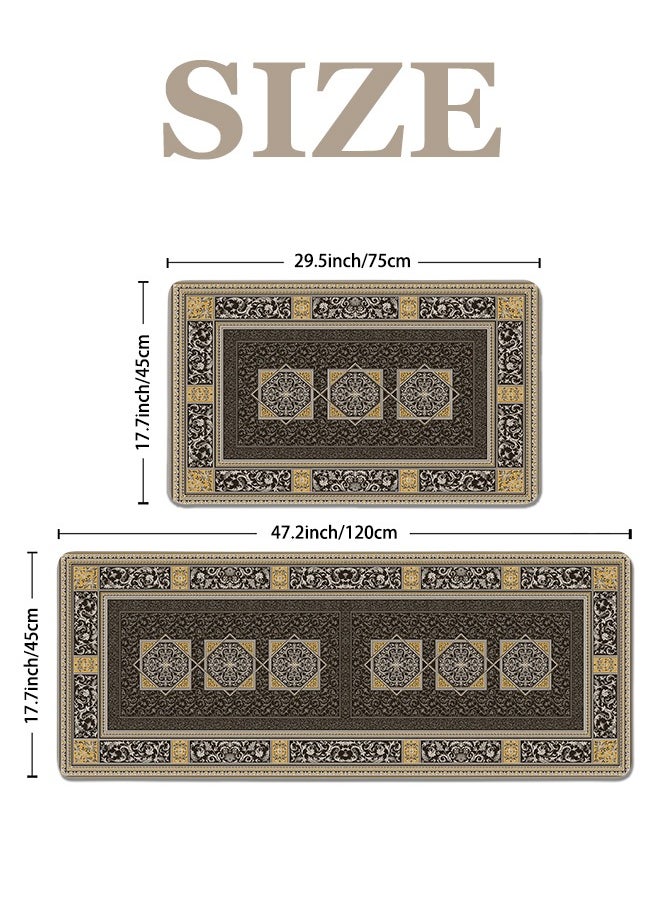 Generic 2 PCS Kitchen Floor Mats Rugs Set, Cushion Floor Carpet, Waterproof, Oil Resistant and Anti-Fatigue PU Standing Mat for Kitchen, Floor, Office, Sink, Laundry 45*75CM+45*120CM  - Image 4