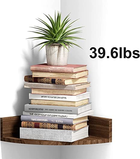 carpentray Sheesham Wood Corner Shelf Wall Mount, Set of 3 Floating Shelves for Wall Storage and Display, Rustic Wall Shelves Wood Shelves for Bedroom, Kitchen, Living Room, Office (Dark Brown) - Image 5