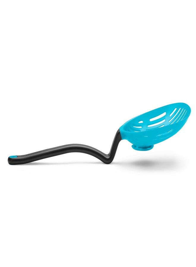 Dreamfarm Big Lestrain 2-In-1 Drip-Catching Sit-Up Slotted Cooking Spoon Scoop & Strainer - 13" Dreamfarm Blue - Image 1