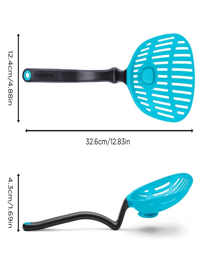 Dreamfarm Big Lestrain 2-In-1 Drip-Catching Sit-Up Slotted Cooking Spoon Scoop & Strainer - 13" Dreamfarm Blue - Image 2