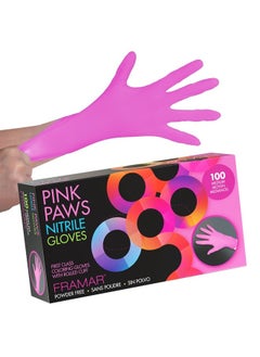 framar Pink Gloves Disposable Latex Free – Pink Nitrile Gloves Medium, Latex Free Gloves Medium, Plastic Gloves Disposable, Guantes de Nitrilo, Cleaning Gloves Medium, Non Latex Gloves  - Image 1