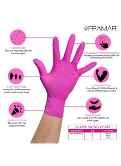 framar Pink Gloves Disposable Latex Free – Pink Nitrile Gloves Medium, Latex Free Gloves Medium, Plastic Gloves Disposable, Guantes de Nitrilo, Cleaning Gloves Medium, Non Latex Gloves  - Image 2