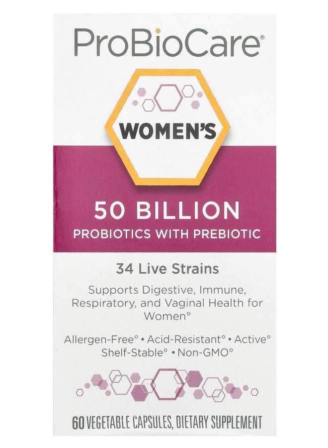 Women's Probiotics With Prebiotic 50 Billion 60 Vegetable Capsules