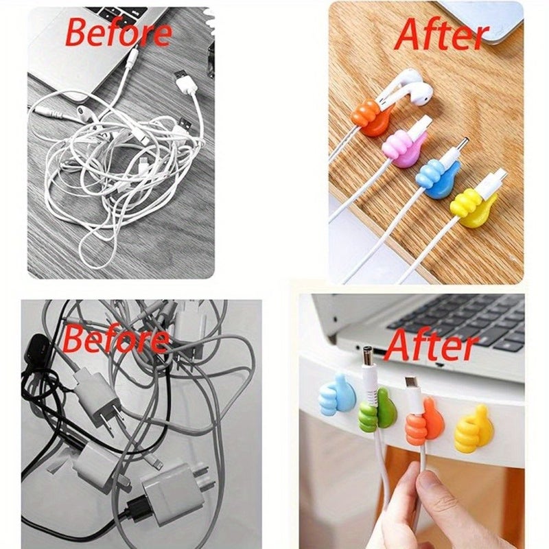 47 Pcs Pink Macaron Color Thumb Wall Hook Creative Adhesive Cable Clip Wall Hanging Hook for Silicone Wall Mounted Cable Storage Bedside Table USB Charger Cable Managers Key Hooks Utility Hooks - Image 4
